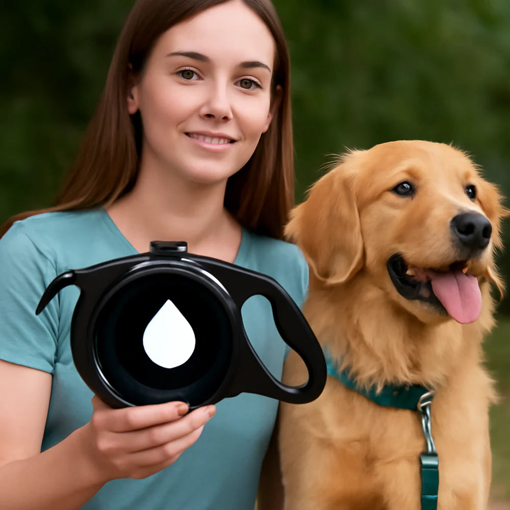 AquaToutou™  - Laisse pour chien 3 en 1 avec bouteille d'eau et distributeur de sacs à déjections