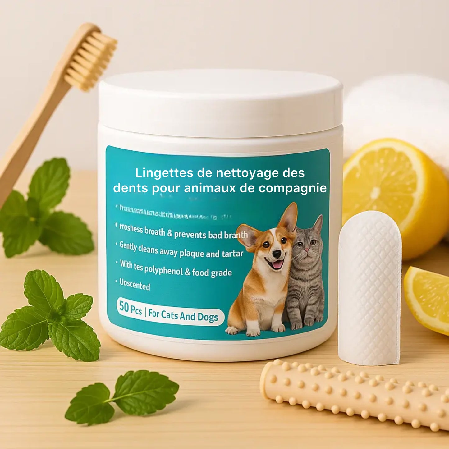 Canipure - Lingettes dentaires naturelles pour animaux de compagnie